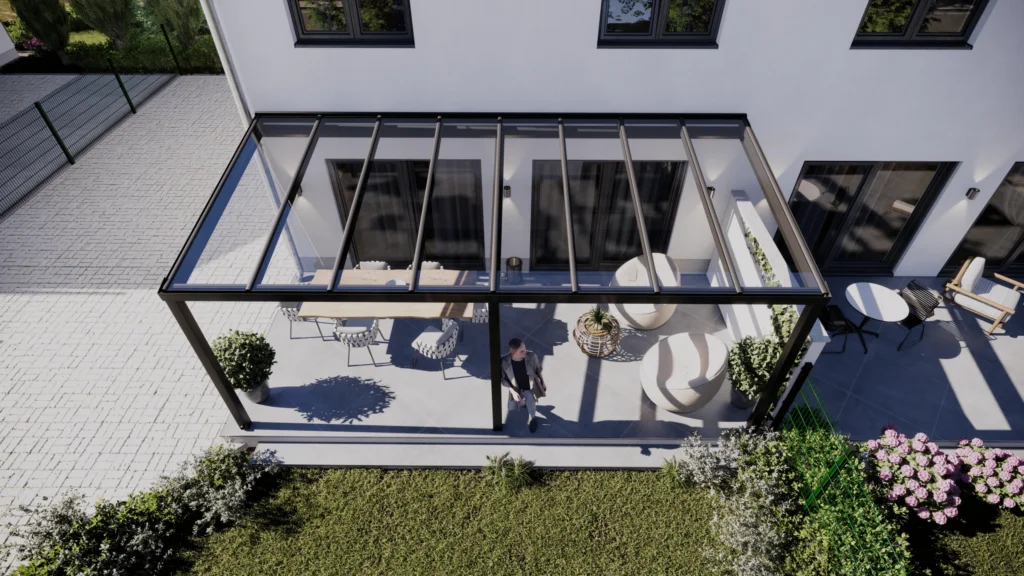 Terrassenüberdachung in Anthrazit
