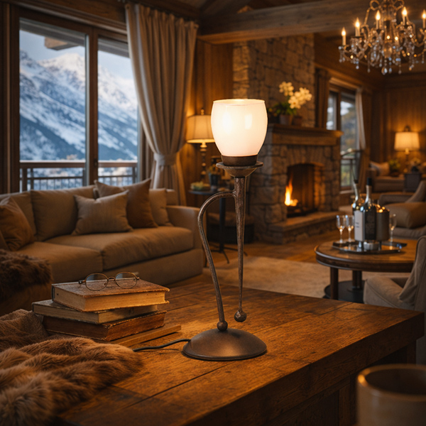 Table lamp in a living context