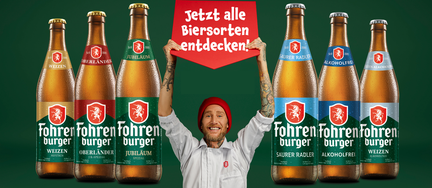 Biersortenportfolio in 0,33-l- und 0,5-l-Mehrwegflaschen