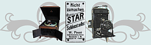 Ankauf von Grammophonen, Spieluhren, Fotoapparaten, Reklameschildern