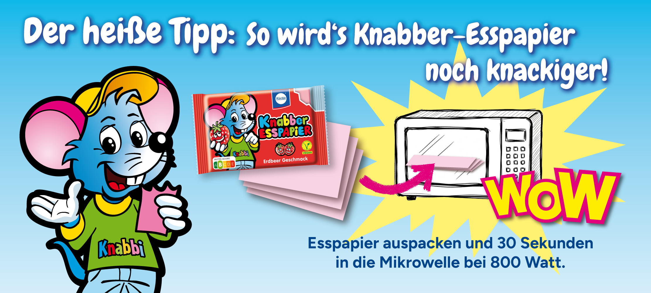 Knabber-Esspapier Anwendung Mikrowelle