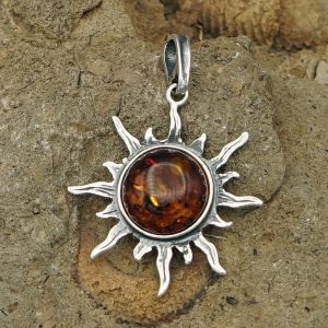 Bernsteinkettenanhänger „Sonne“
