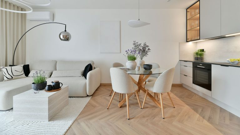 Furnished rooms in Japandi style
