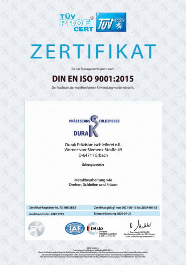 ISO-9001-Zertifikat 2021–2024