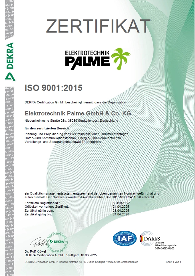 DEKRA-Zertifikat DIN ISO 9001:2015