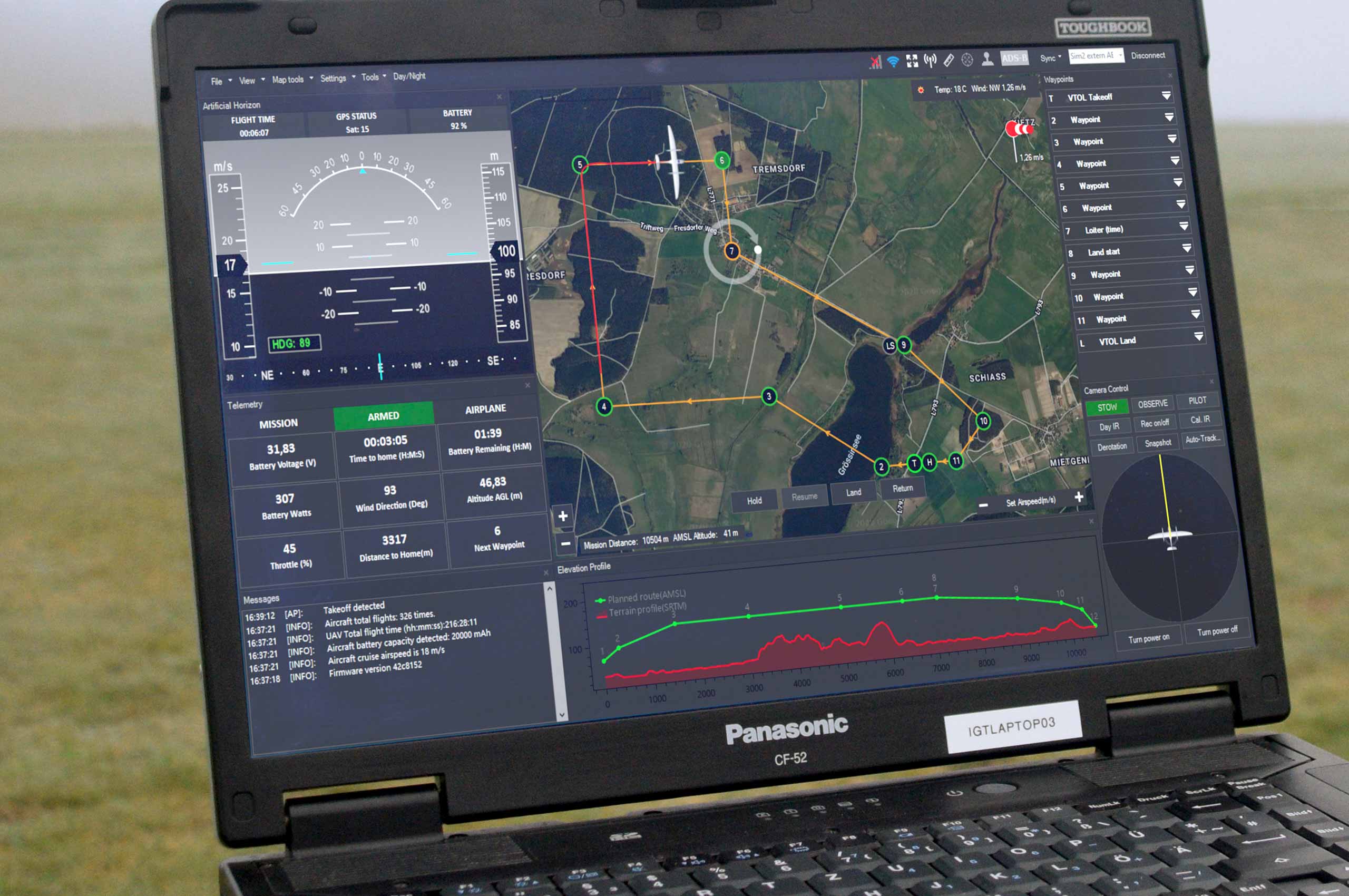 Ground Control Station auf Laptop