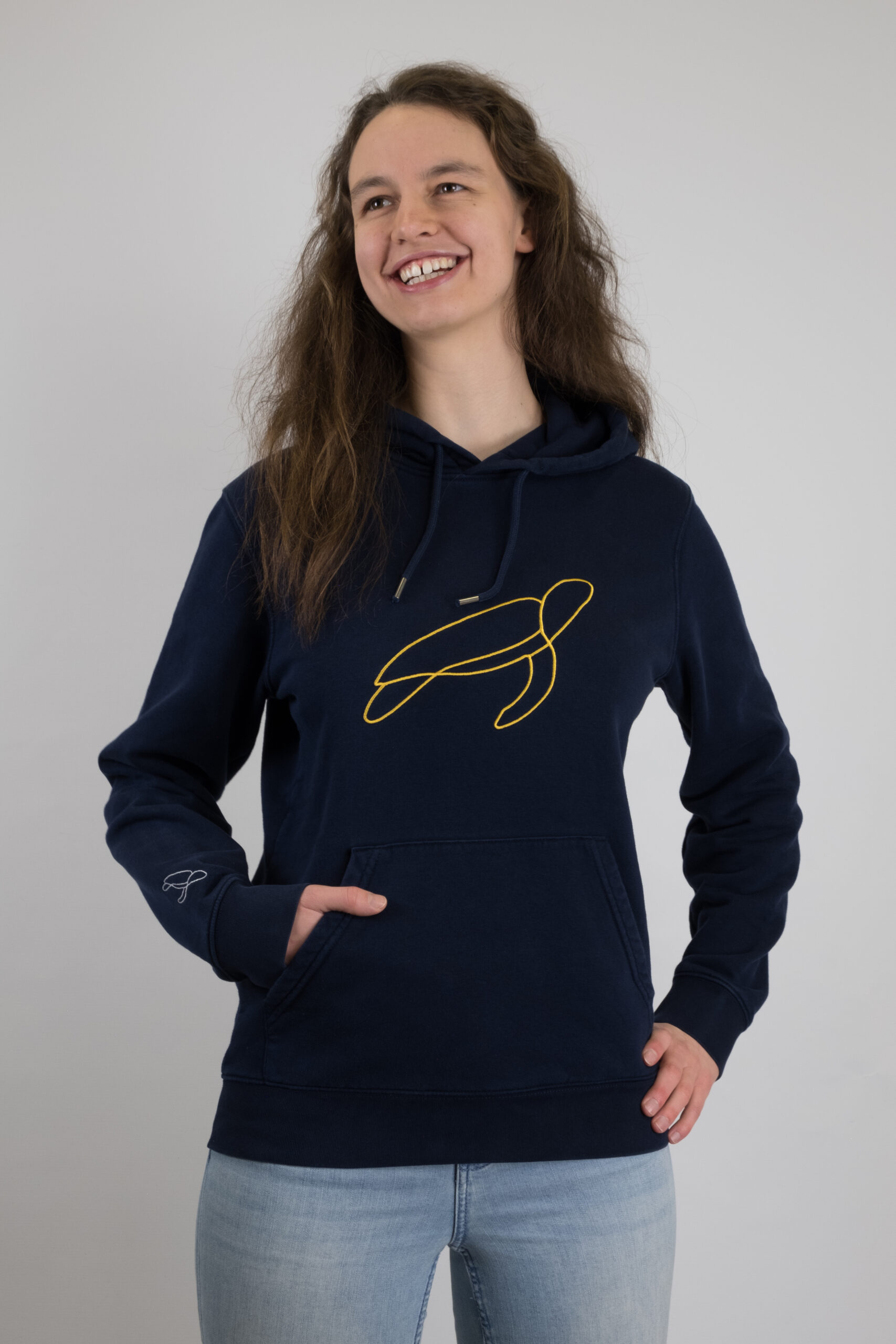 Hoodie – navy blau/gelb