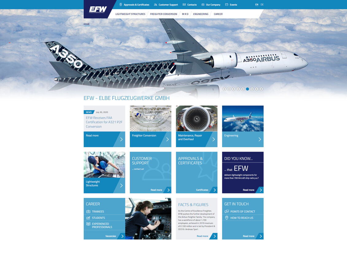 Corporate Website Elbe Flugzeugwerke