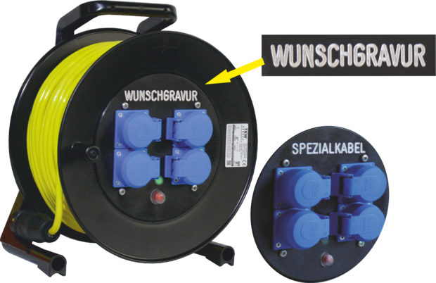 Spezial-Gummi Kabeltrommel mit Wunschgravur