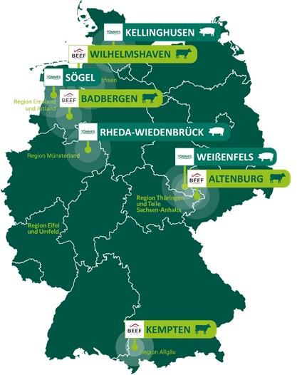 Standorte des Geschäftsbereichs Tönnies