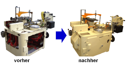 Verpackungsmaschine vor und nach der Generalüberholung