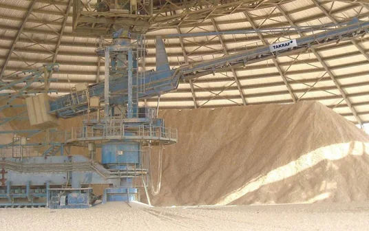 Stacker-Brückenreclaimer unter Dach