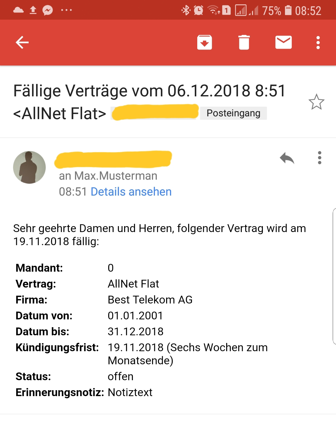 Mobile Mail-Darstellung