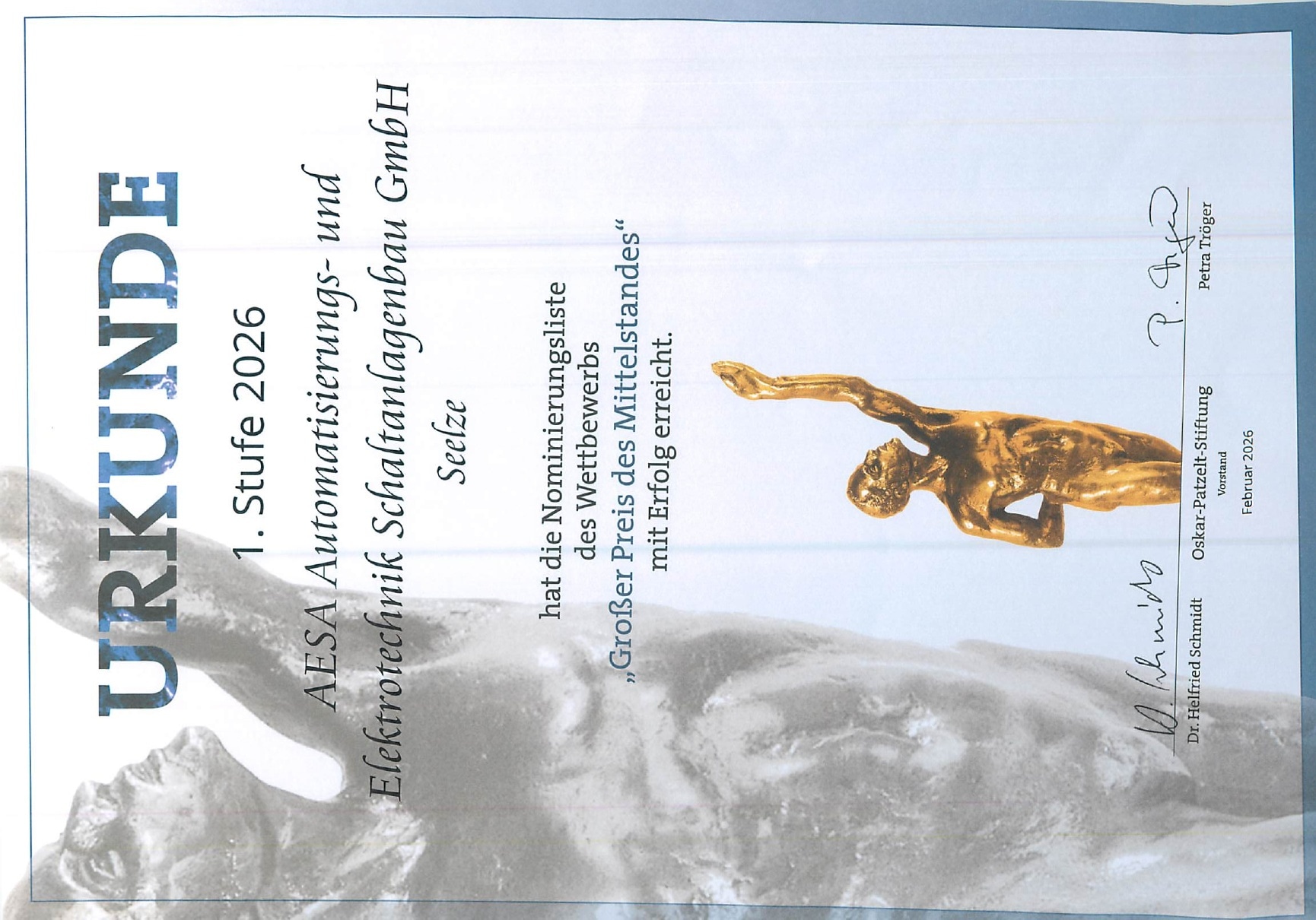 Grand Prize Certificate