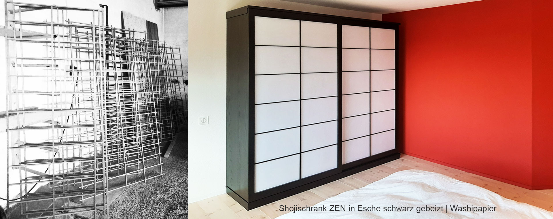 Schrank mit Shoji in schwarzer Esche