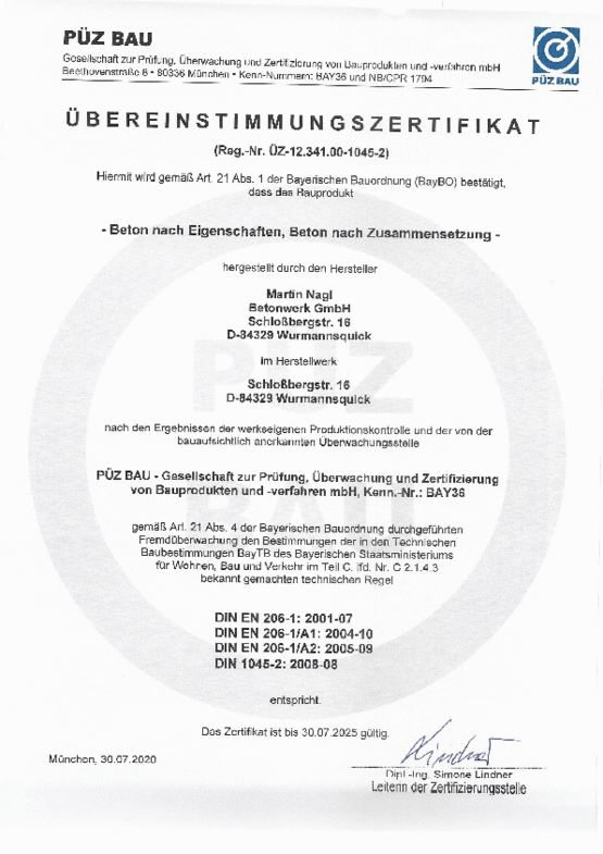 Übereinstimmungszertifikat