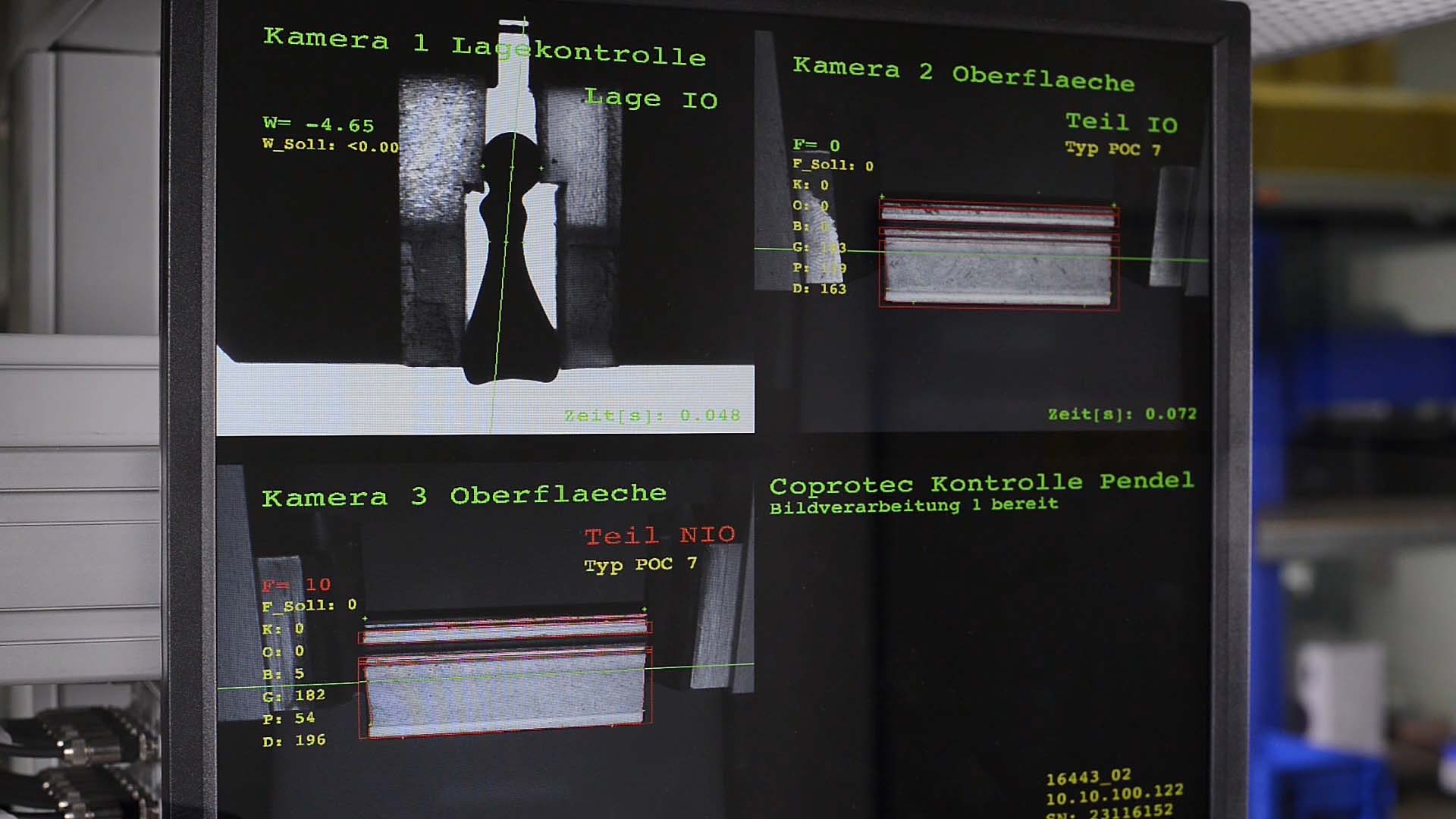 Lagekontrolle im optisch-taktilen Messsystem