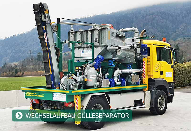 Wechselaufbau Gülleseparator auf 2-Achs-LKW