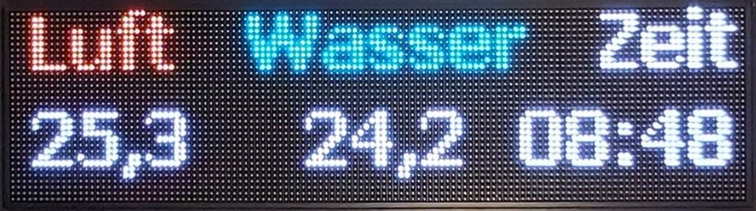 Zeit- und Temperaturanzeige (Vollmatrix)