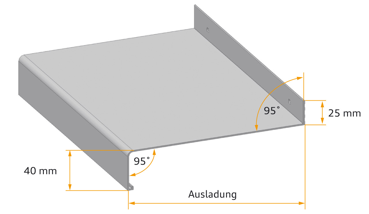 Querschnitt sill|tec40 mit 40 mm Tropfkante