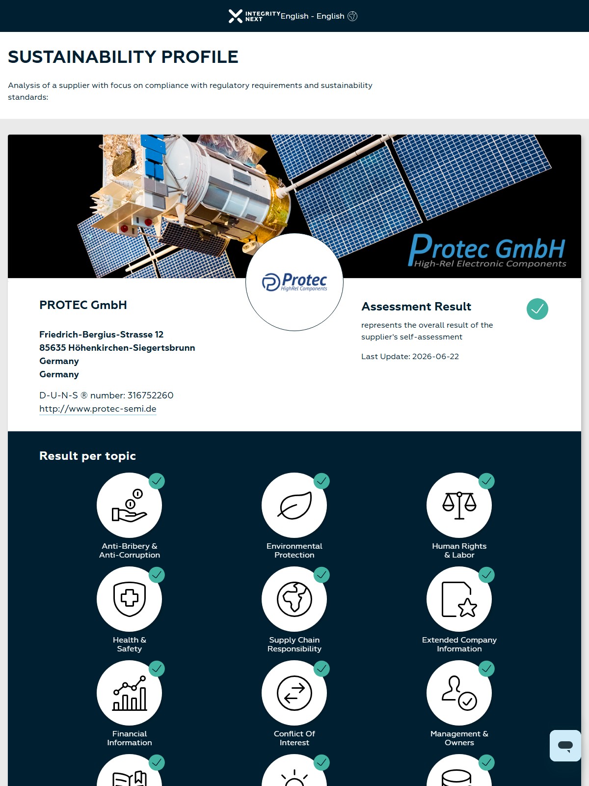 Integrity Next Sustainability Profile