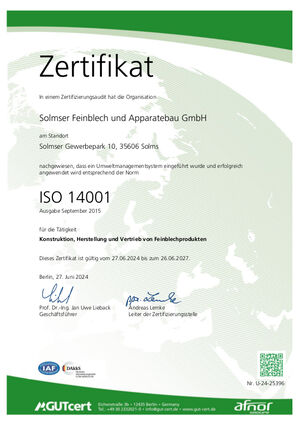 ISO-14001-Zertifikat