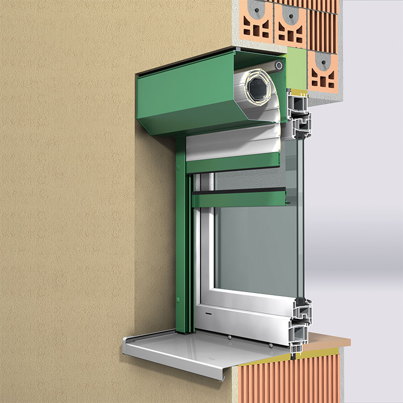 Roller shutter box shape, 45 degrees