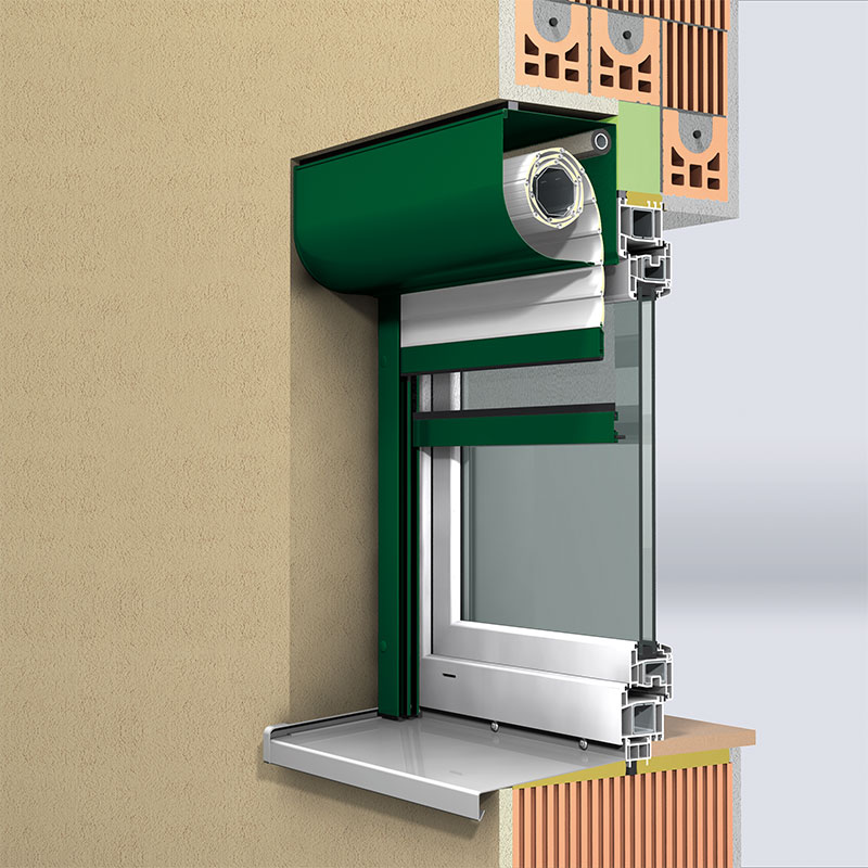Roller shutter box shape, quarter-round
