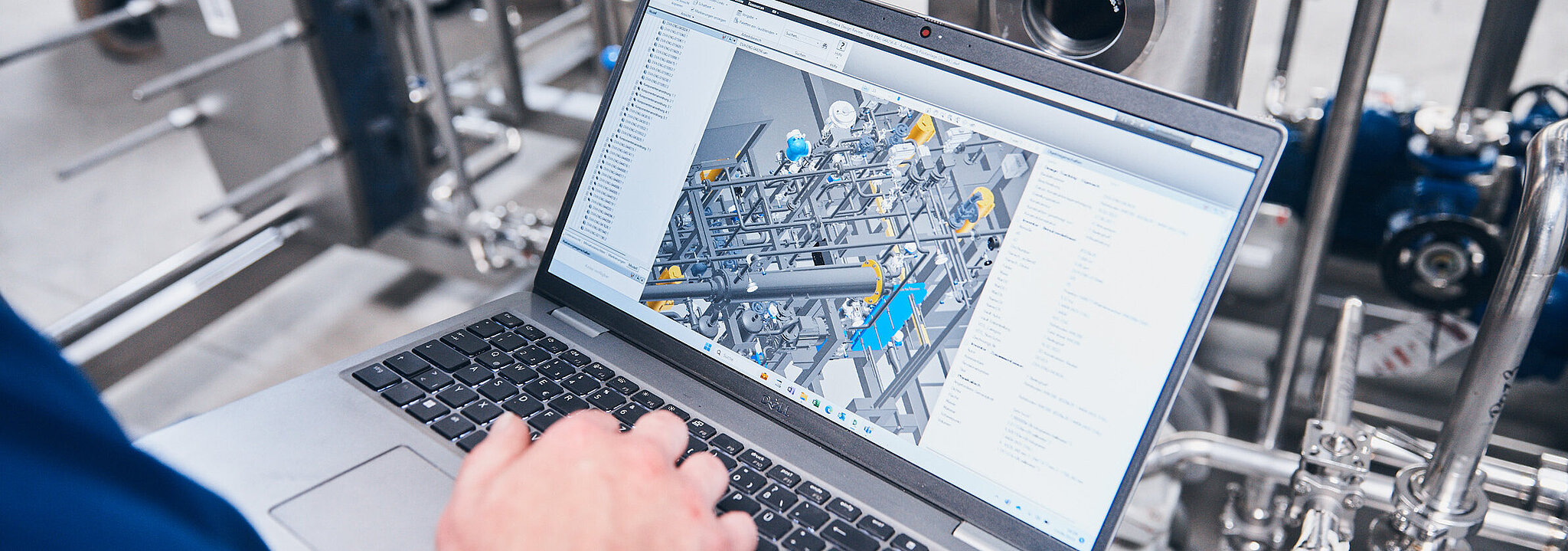 Abgleich einer Anlage mit 3D-CAD-Daten während der Fertigung