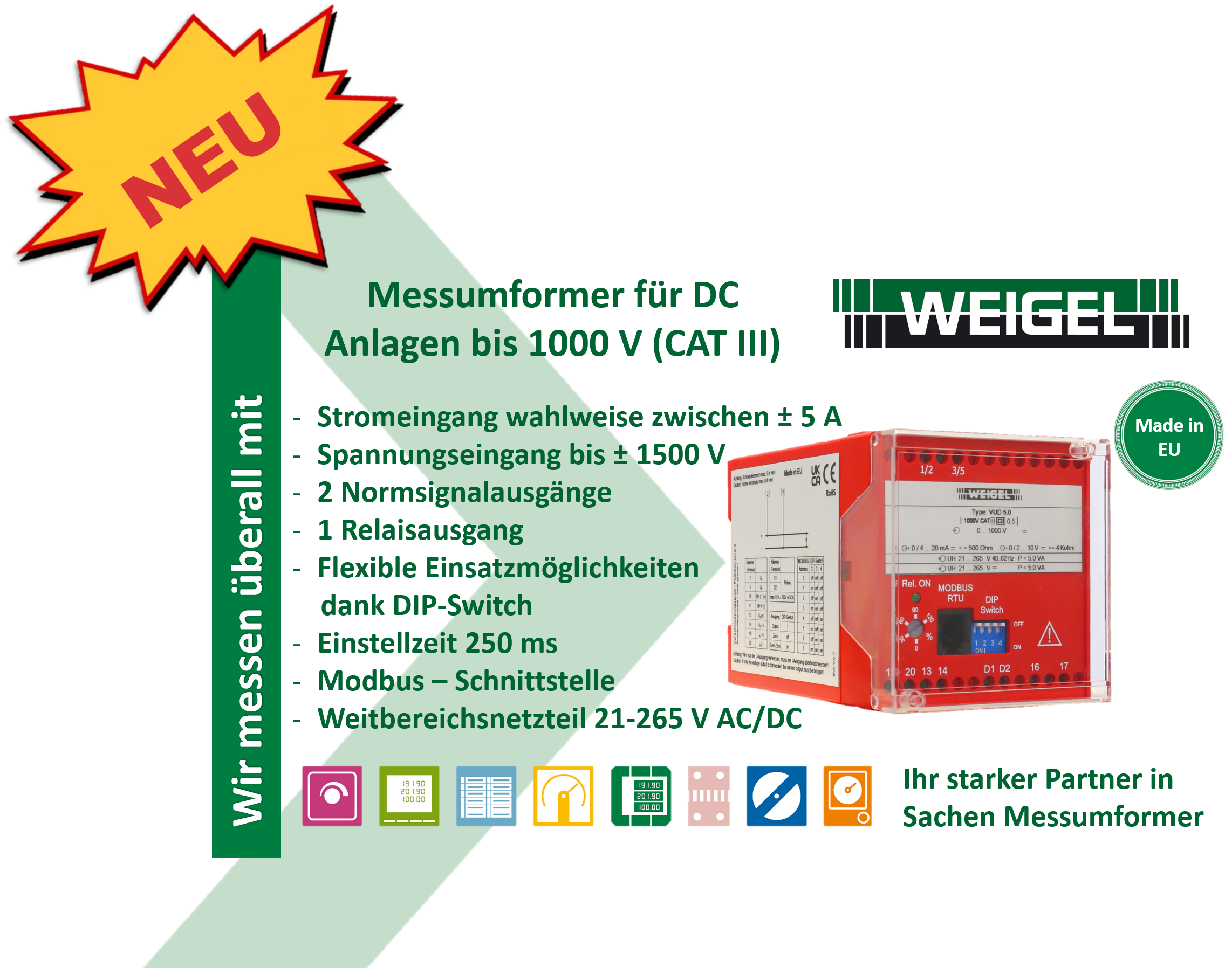 Messumformer Serie 5.0 für DC-Anlagen bis 1000 V (CAT III)