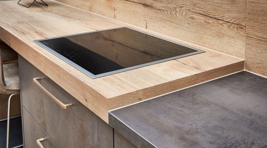 Küchenarbeitsplatte Holz/Grau