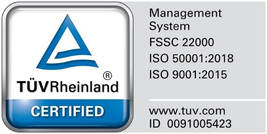 TÜV-Zertifizierung (ISO 9001:2015, FSSC 22000)