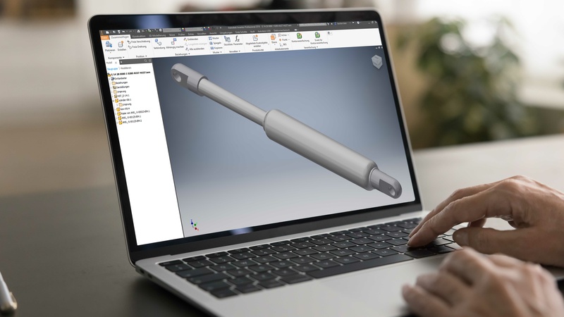 CAD-Entwicklung einer Gasfeder im Berechnungstool