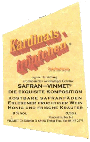 Kardinalströpfchen, Etikett