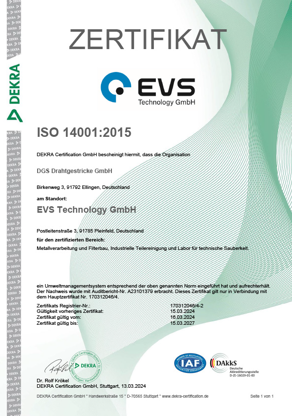 Zertifikat ISO 14001:2015