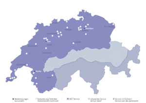 Standorte und Technikerstationierung in der Schweiz
