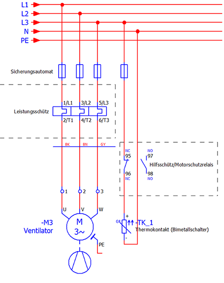Motorschutzrelaisanschluss