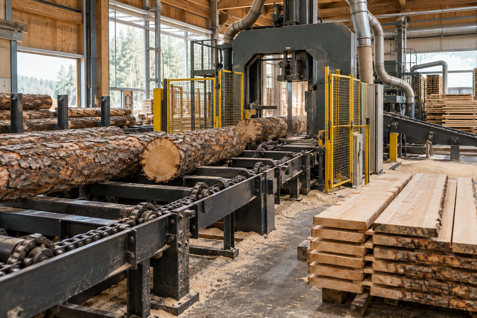 Sägewerksanlage beim Industrieservice