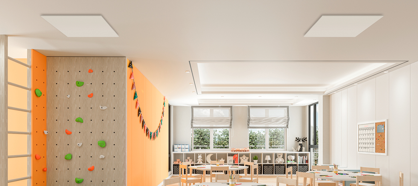 Decken-Heizelemente im Klassenzimmer