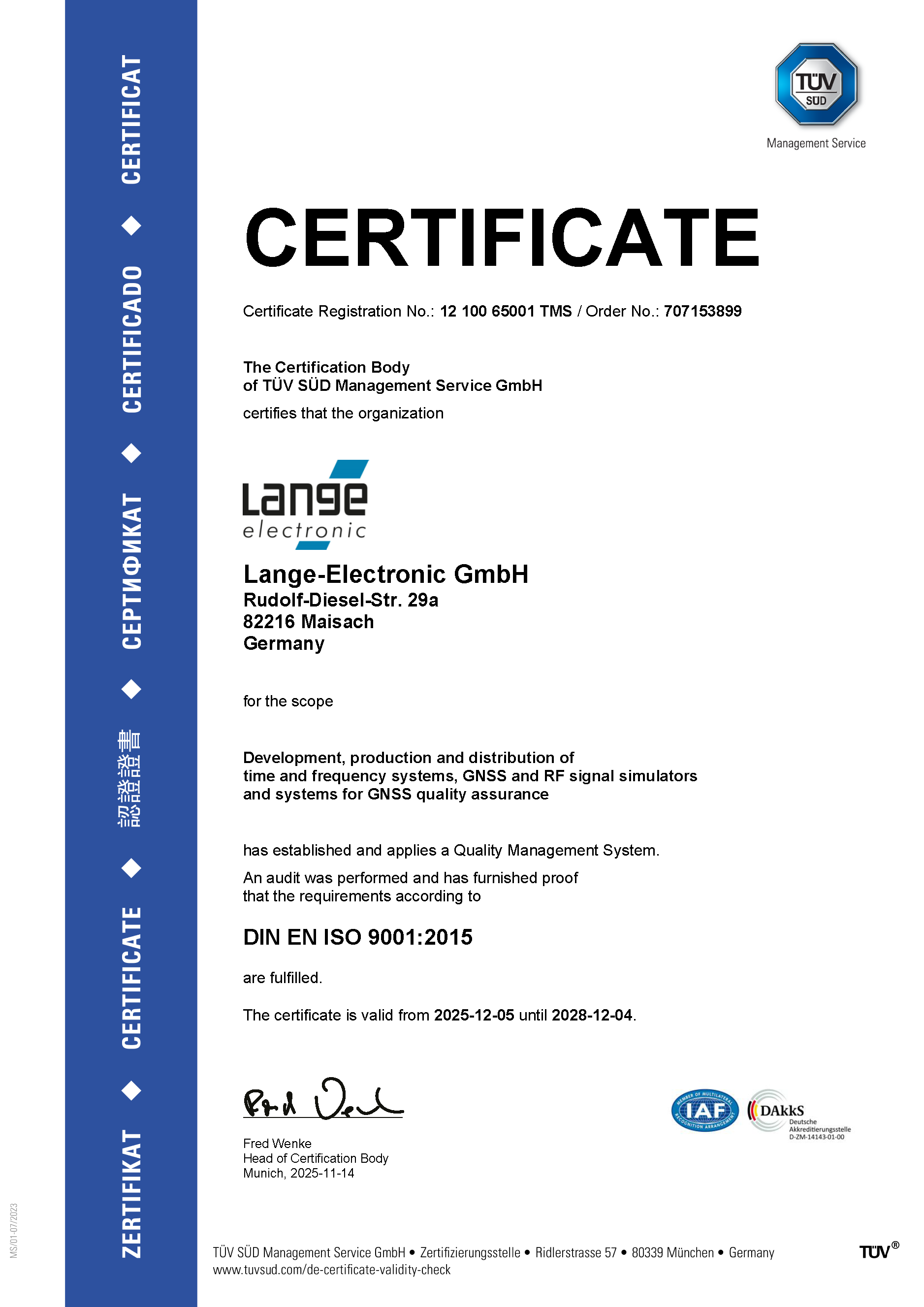 ISO 9001:2015 Zertifikat