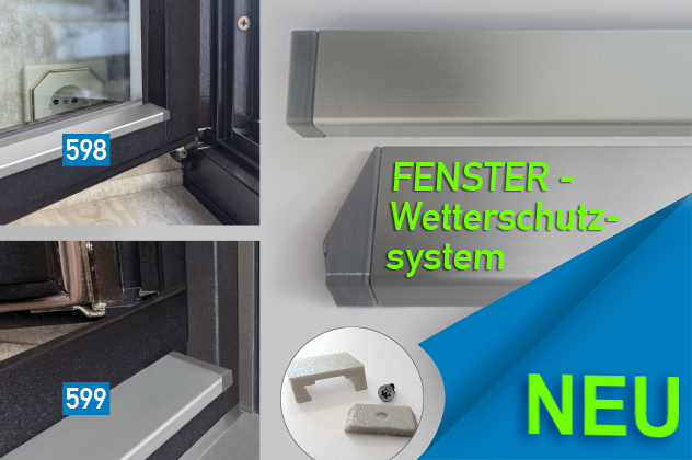 Fenster-Wetterschutzsystem (Wetterschenkel- und Fensterstockabdeckprofil)