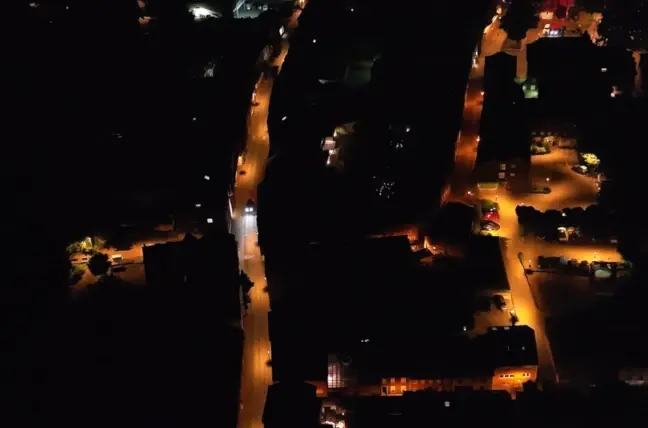 Gemeinde Leopoldshöhe bei Nacht aus der Vogelperspektive
