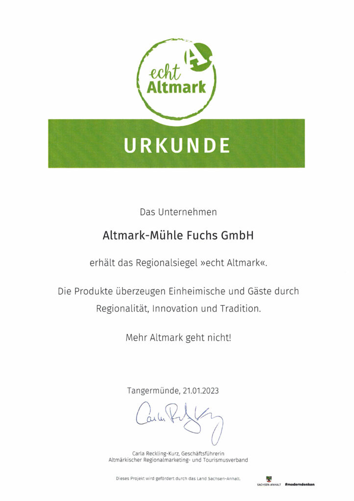 Auszeichnung Echt Altmark