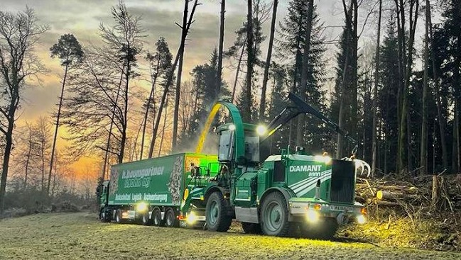 Hackschnitzel-Produktion im Wald