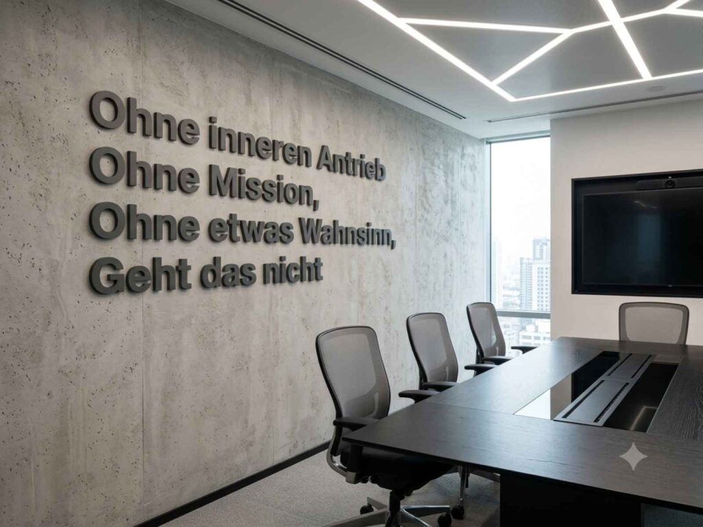 Wandzitat als 3D-Schrift im Konferenzraum