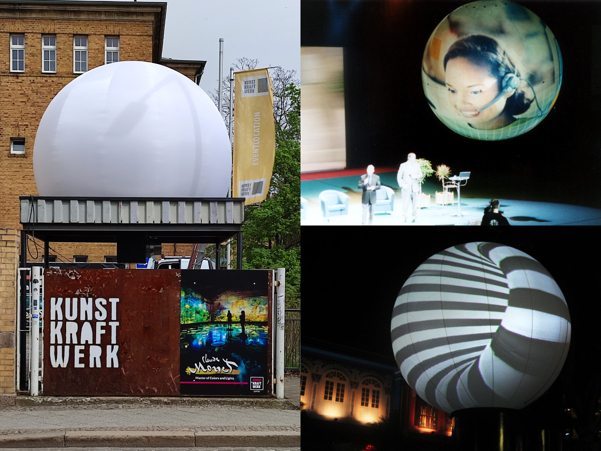 Projektions-Ballons und Lichtinstallationen