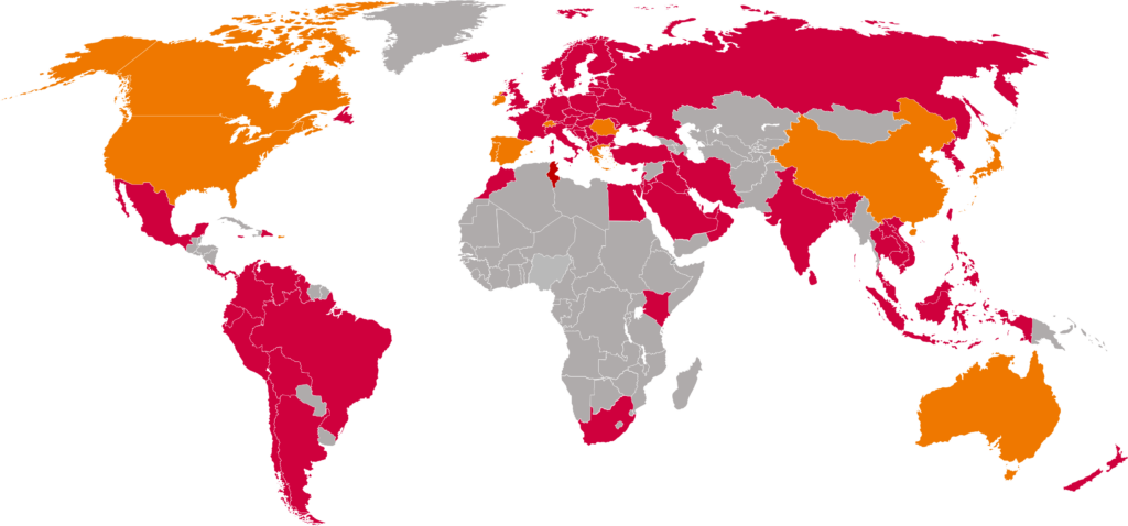 Länder mit Distribution