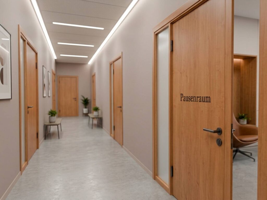 Folienschrift an Türen im Büroflur