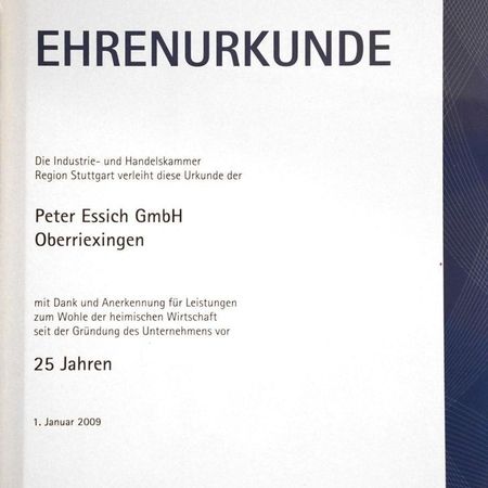 IHK Ehrenurkunde 25 Jahre