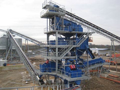 Kieswerk mit Schöpfrad
